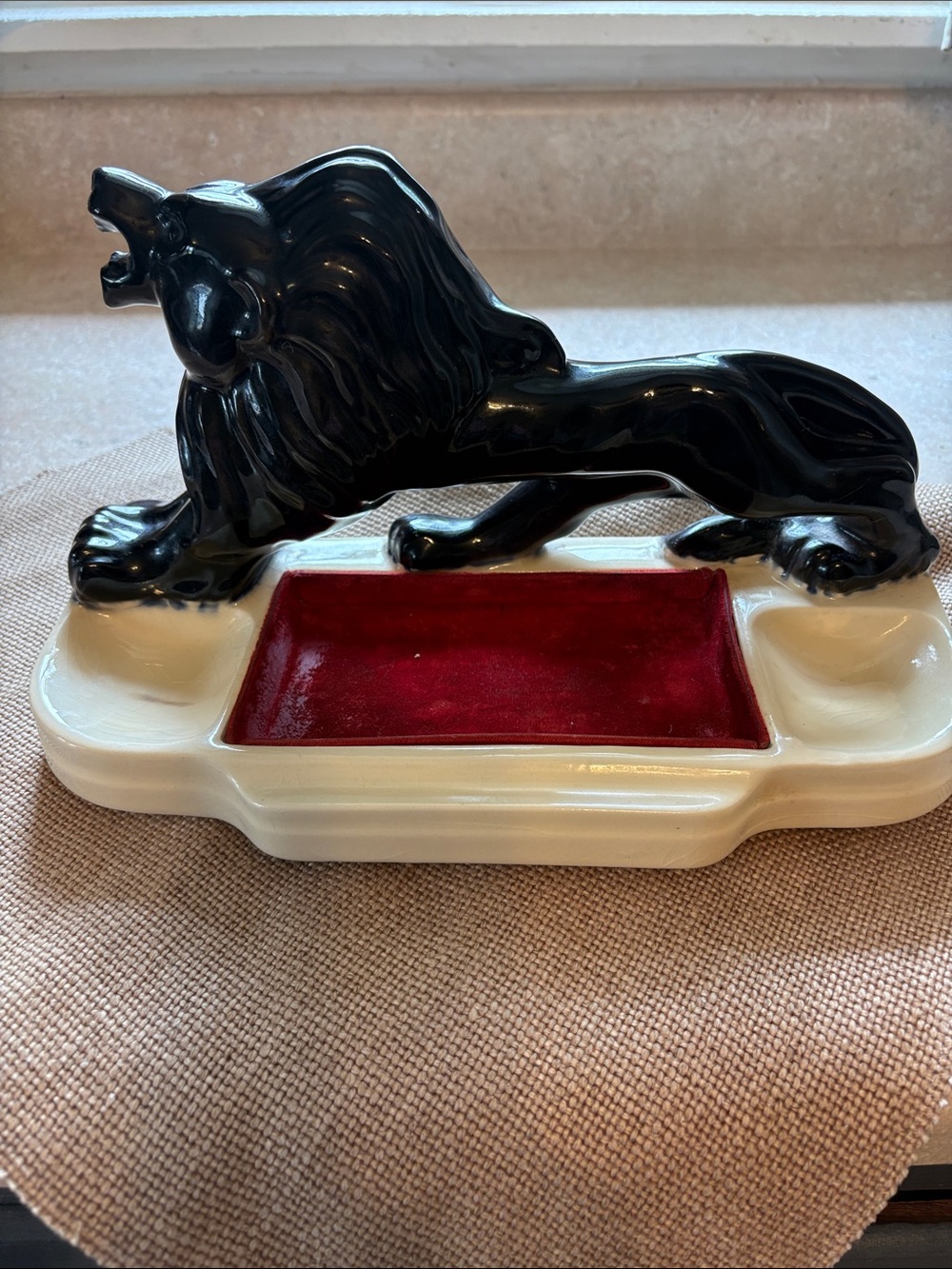 Vintage Mid-Century Modern McCoy Black Lion Dresser Valet Tray
